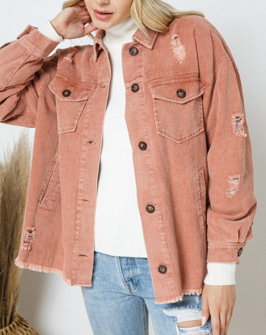 Rust Corduroy Shacket