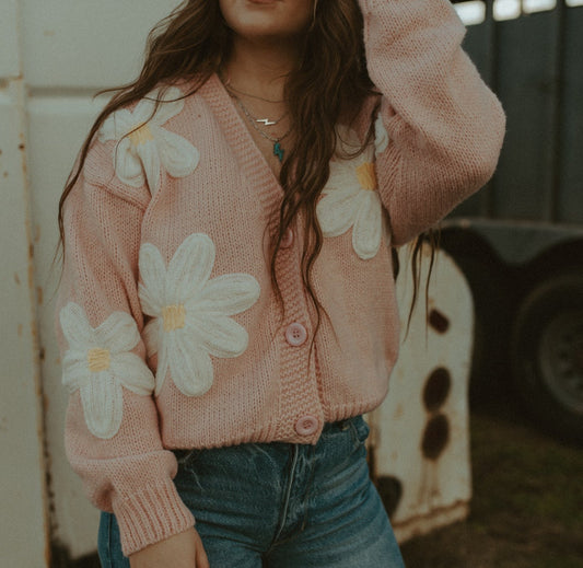 Pink Daisy Cardigan