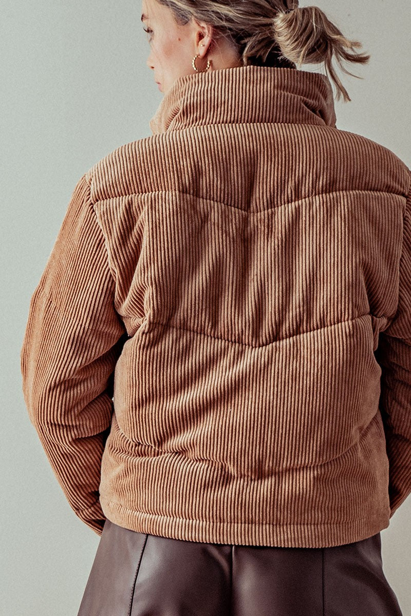 Brown Corduroy Puffer Jacket