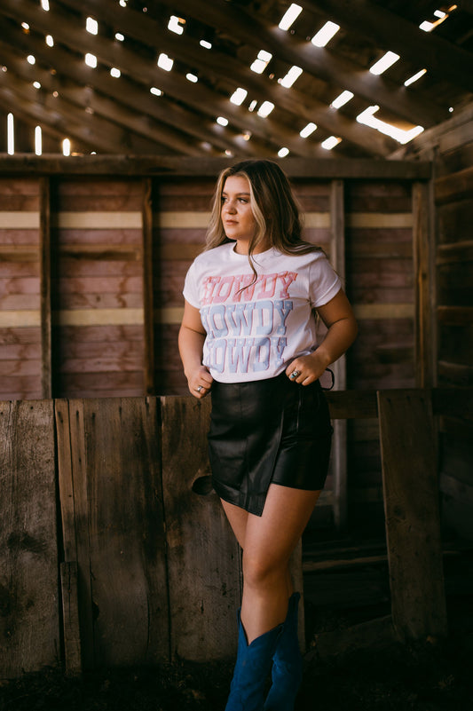 Black Faux Leather Skort