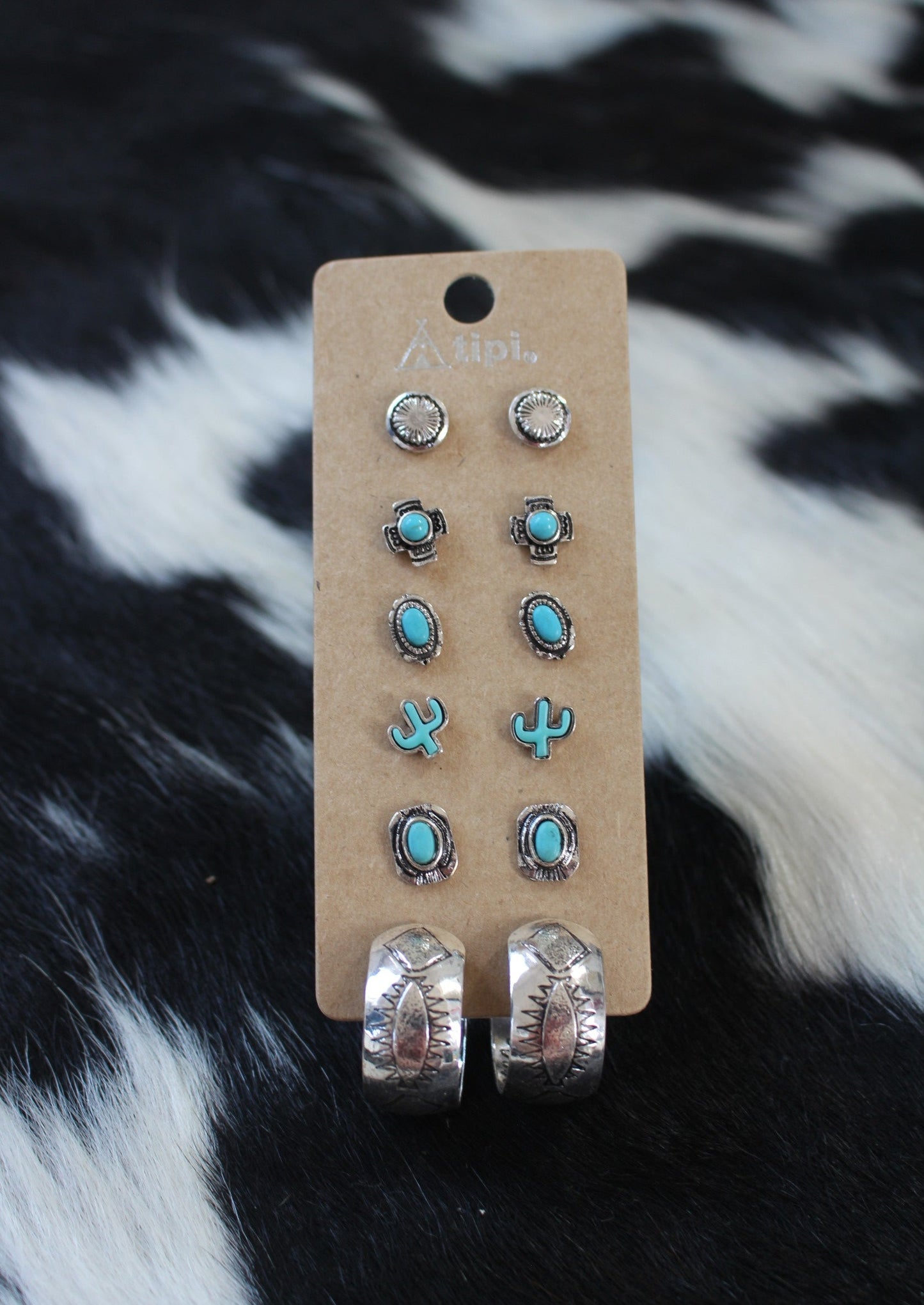 Turquoise Aztec Earring Set