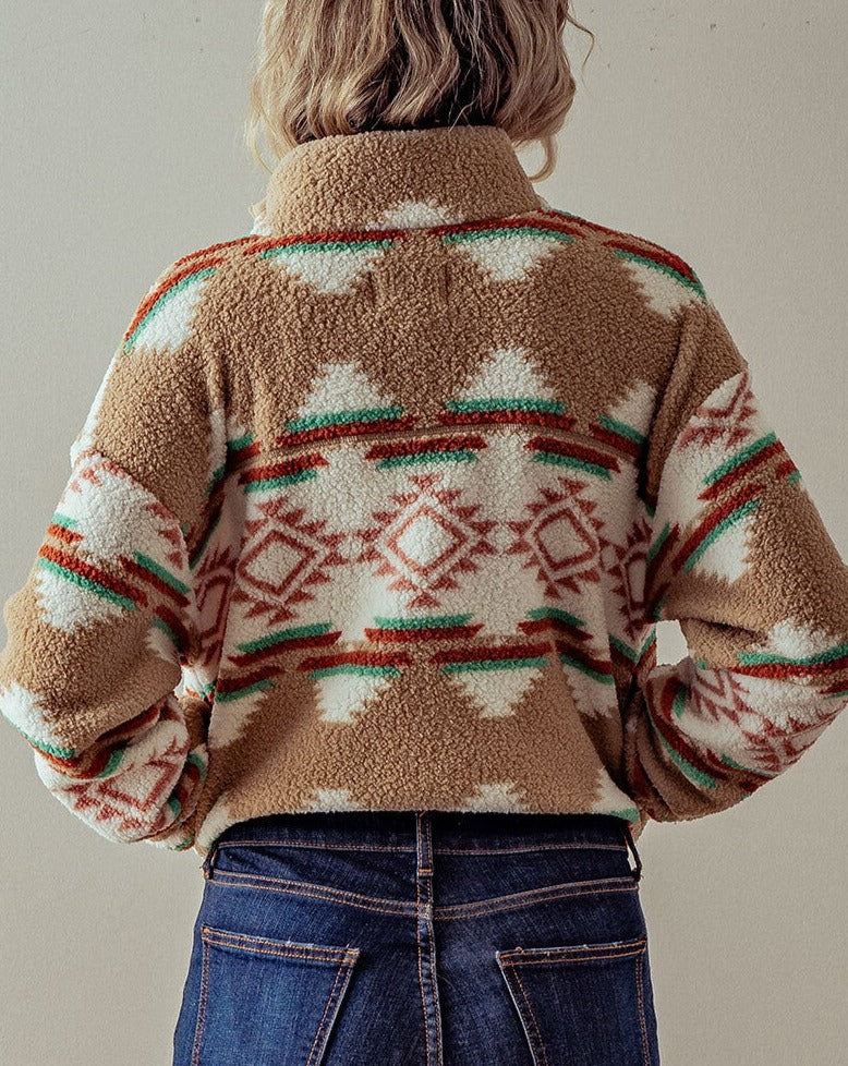 Brown Aztec Sherpa Jacket