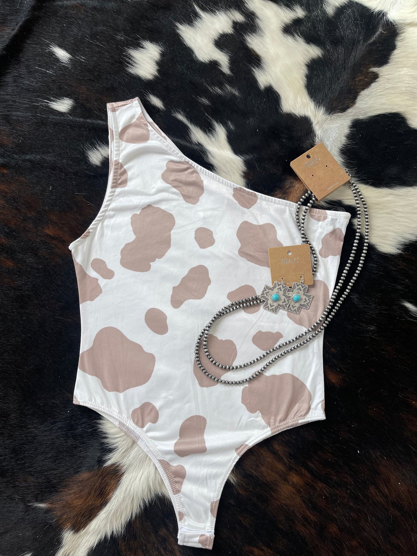 One Shoulder Cow Hide Bodysuit