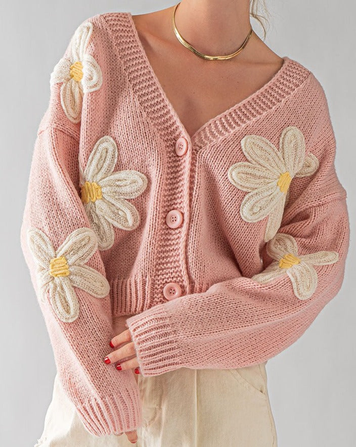 Pink Daisy Cardigan