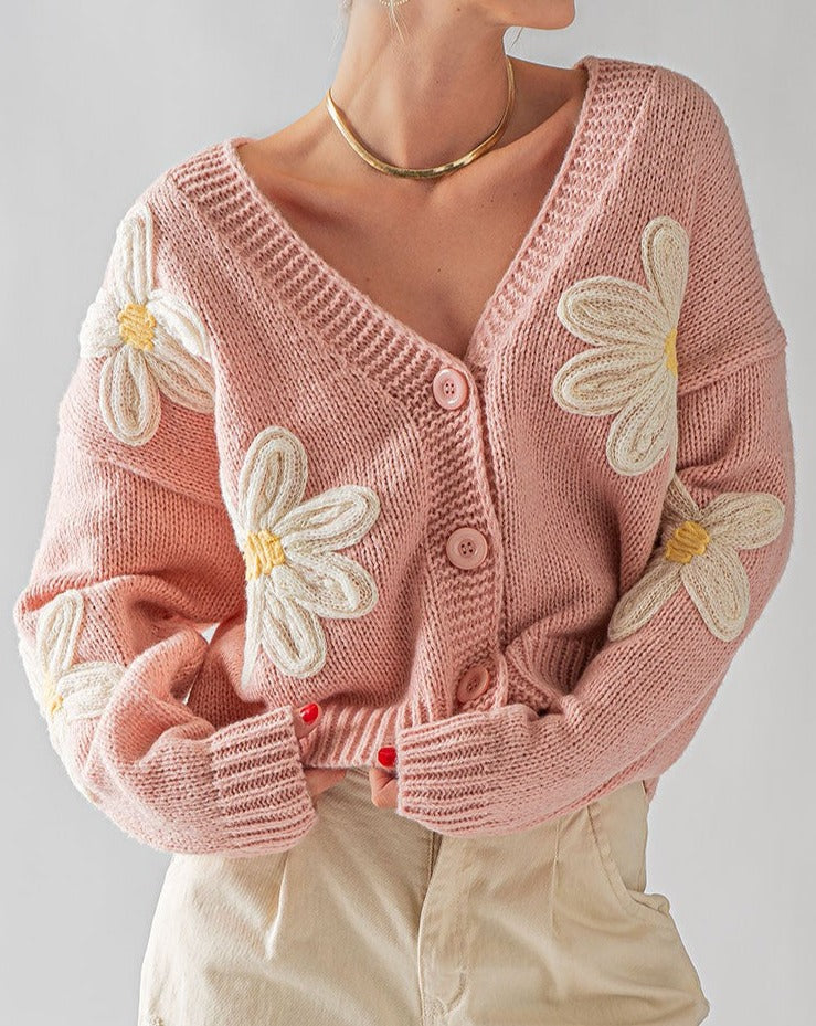 Pink Daisy Cardigan